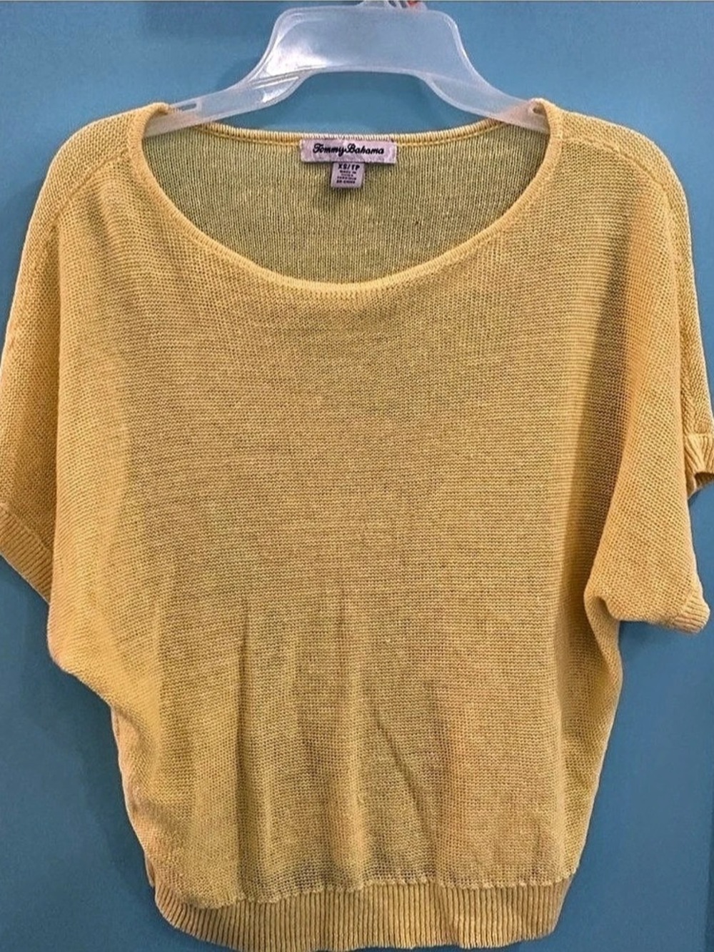 Tommy Bahama Yellow Short Sleeve Sweater - Size XS